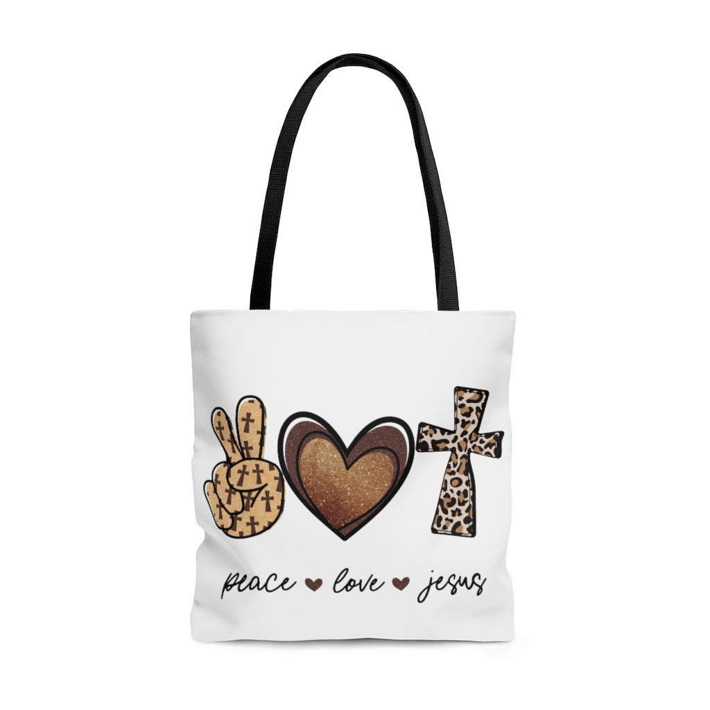 Faith Love Jesus Leopard Tote Bag